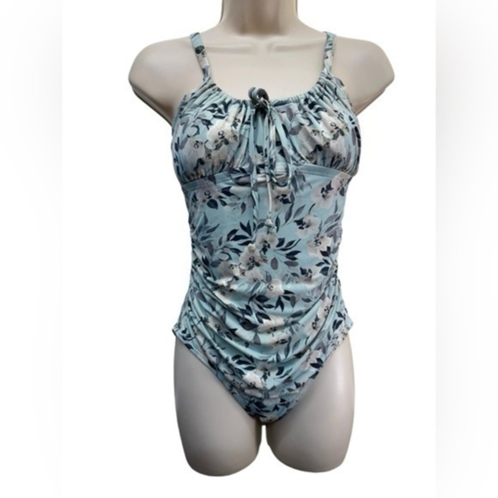 Nip Tuck Swim suit one piece bikini in a blue floral print